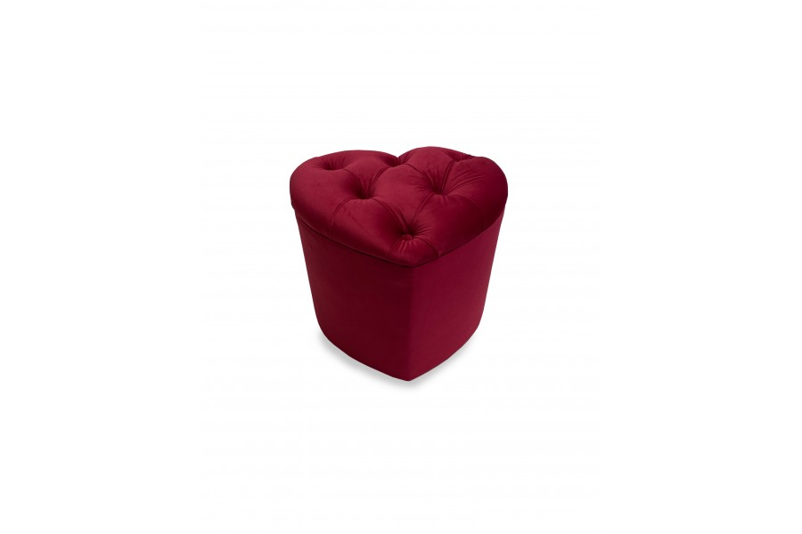 ottoman "Heart-shaped" 42х47 red velor
