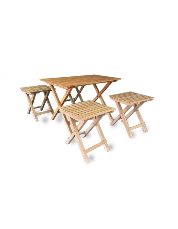 Set of wooden folding "Loter-Tourist": table and 4 stools
