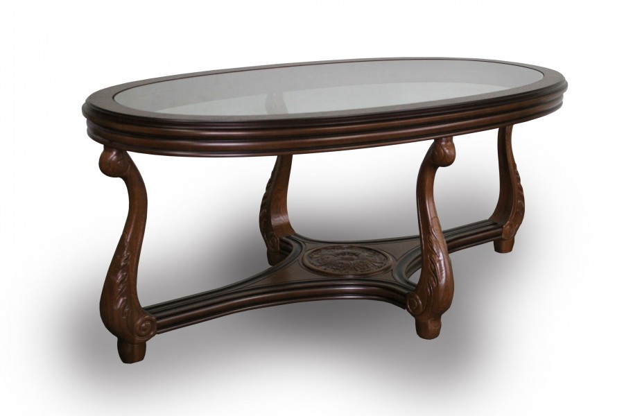 Coffee table "Venice" walnut with a glass top