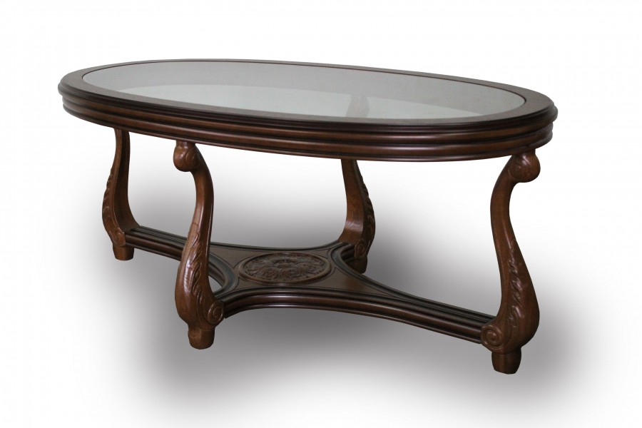 Coffee table "Venice" walnut with a glass top